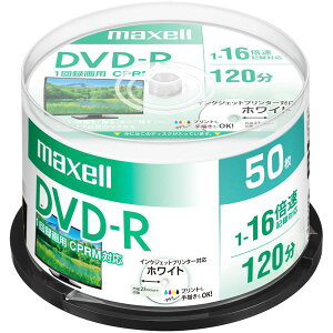 Maxell ^p DVD-R W120 16{ CPRM v^uzCg50XshP[X DRD120PWE.50SP  ^\ȃv^uzCgDVD-R ő120^ŁA50XshP[Xɐ 