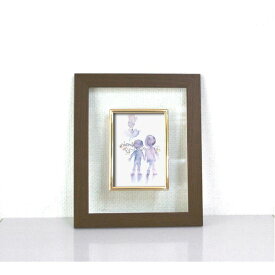 奥が透けて見えるフレーム いわさきちひろ 透明 ブラウン フレーム 雨あがりの街と子ども 絵画額 額 額縁 フレーム 茶 透明なブラウンフレームが奥深く魅せる 雨上がりの街と子どもを彷彿させるフレームの魔法 茶