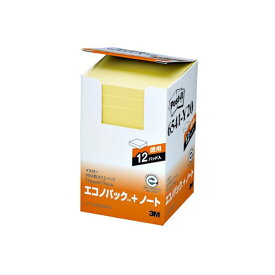 (まとめ) 3M ポストイット エコノパック ノート 再生紙 75×75mm イエロー 6541-Y20 1パック（12冊） 【×5セット】 黄 エコな再生紙で作られた便利な普通粘着のノート・ふせん・紙製品 12冊入りで経済的 使いやすいサイズの75×75mmで目立つイエローの色が目を引く 3Mのポ