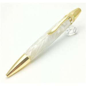 日本製 国産 スワロフスキー ボールペン/文房具 【ホワイト】 パーカータイプ 芯:0.7mm 文具 オフィス 事務用 用品 『Acrylic』 白 日本製のスタイリッシュなデザインが魅力のボールペン 流線