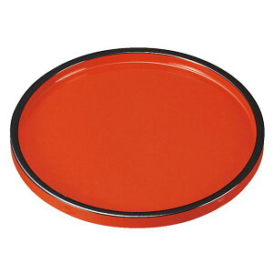 7寸 DX丸盆/トレー 【朱天黒 A】 直径215mm×20mm 日本製 国産 〔和食 レストラン 居酒屋 店舗 お店〕 日本の伝統を味わう至高のトレイ 飲食店にも最適 国産 美しい盆器 7寸DX丸盆/トレー【朱天黒A