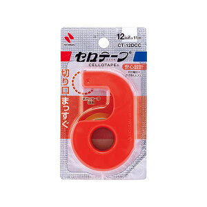 (まとめ) ニチバン 小巻セロテープカッター付 12mm クリムゾンレッド【×50セット】 赤 まっすぐ切れる キレイな仕上がり 便利なカッター付き 12mm幅 鮮やかなクリムゾンレッド 50セットでお