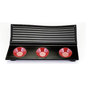 三徳樹海盛器/和食器 【黒内朱渕黒 A】 257×172×25mm 日本製 国産 〔和食 レストラン 居酒屋 店舗 お店〕 和の味わいを極める、飲食店にもぴったりの日本製食器 三徳樹海盛器が、割烹・居酒屋