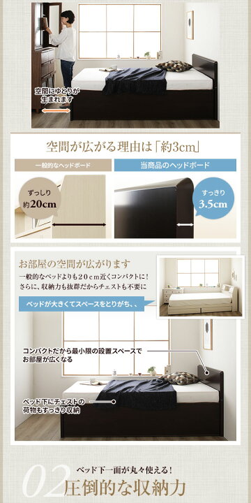 楽天市場】シングルベッド 白 ホワイト 〔お客様組み立て〕 収納