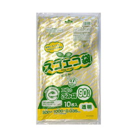 野添産業 スゴエコ袋(再生) 透明90L 厚さ0.035mm 1セット(300枚:10枚×30パック) 地球に優しい100%リサイクルのエコバッグ 透明で大容量 大型 90L、驚きの薄さ0.035mm 1セットで300枚、10枚×30パック 環境に配慮したポリ袋、野添産業がお届けするスゴイエコ袋(再生)