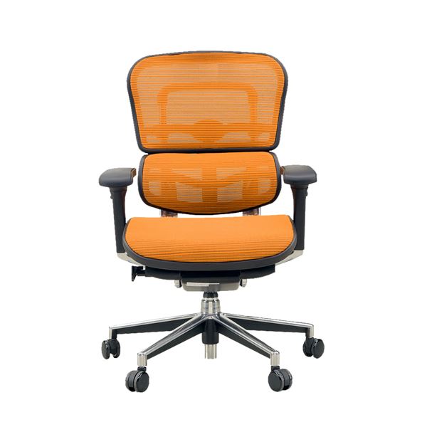 快適な座り心地と腰のサポートが魅力 アームレスト＆ランバーサポート付きオフィス 事務用 チェア (イス 椅子) 、オレンジ色のロータイプ 低い が新登場 代引不可 オフィス チェア アームレスト付き ランバーサポート付き ロータイプ オレンジ