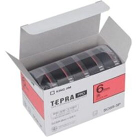 (業務用10セット) キングジム テプラ PROテープ/ラベルライター用テープ 【幅：6mm】 5個入り カラーラベル(赤) SC6R-5P