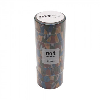 mt DECO マスキングテープ 15mm×7m 単色8巻入りパック セパレートチェック・ダルトーン MT08D458　　
