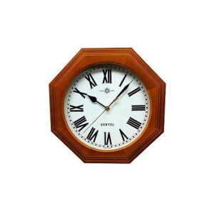 さんてる SKP電波 日本製 天然木シンプル8角電波掛け時計(ローマ文字) ブラウン DQL730R-BR