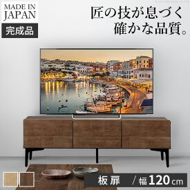 テレビボード 板扉/幅120cm テレビ台 ローボード TVボード 国産 日本製 セミ完成品 リビングボード テレビラック リビング収納 TV台 AVボード おしゃれ ナチュラル ウォールナット ブラウン オーク ヴィンテージ〔テレビ台FV〕