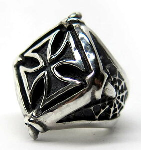 ビックアイアンクロスリング シルバーリング メンズリング ハード系リング 15〜28号 メンズアクセサリー シルバーアクセサリー クロスリング 動画 日本製 Silver925 ブランド<HELL BULL> 【auktn