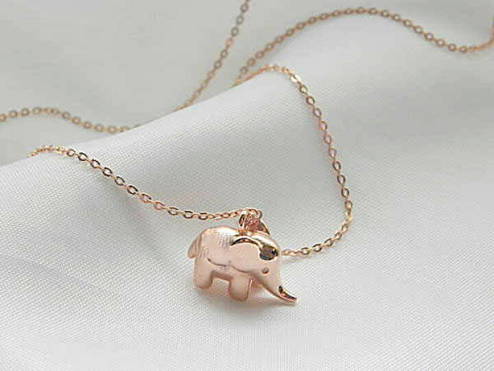 楽天市場】ピンクゴールドコーティング ゾウネックレス 象ペンダント 