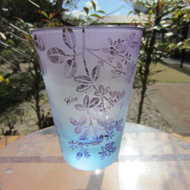 【送料無料】【贈り物ギフト】HIROガラス直タンブラー(ブルー金紫)　仙台萩