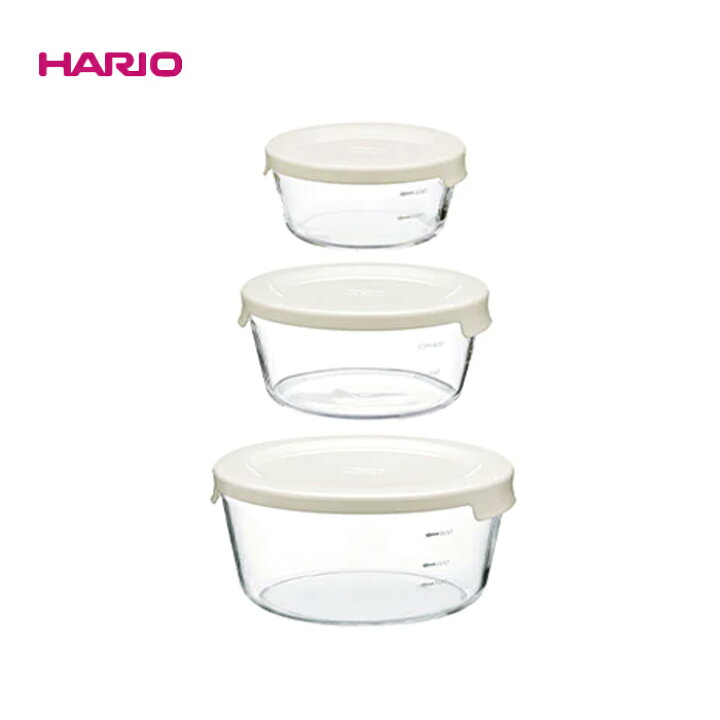 楽天市場】HARIO(ハリオ)耐熱ガラス製保存容器丸3個セット ホワイト  