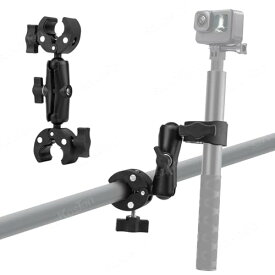 ルボナリエ GoPro対応 クランプ式 マジックアーム 6インチ ダブルクランプ マウント 360度回転 多関節アーム 自転車 バイク ブラック