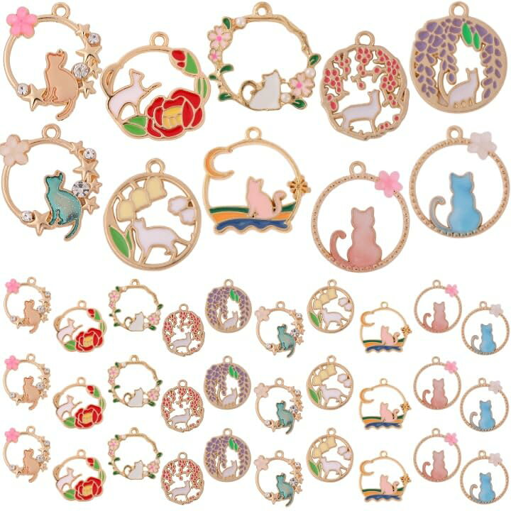 楽天市場】チャーム 猫 パーツ ハンドメイド アクセサリーパーツ 花 10 