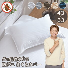 枕カバー 防ダニ 43×63cm ダニを通さない 高密度生地 洗える シンプル おしゃれ ストライプ 無地 まくらカバー ピロケース マクラカバー 選べる5色 送料無料【クリックポスト配送商品】