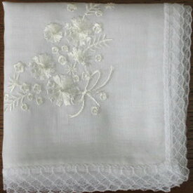 礼装用ハンカチ　ブーケ　白ハンカチ 白 フォーマル レディース 婦人 刺繍 花嫁 レース ギフト ブライダル 新婦 セレモニー 結婚式