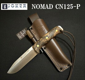 ジョーカー CN125-P ノマド Joker ナイフ NOMAD WALNUT ウォールナット 革シース付 ファイヤースチール付 シースナイフ キャンプ アウトドア 送料無料
