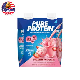 ピュア プロテイン30g ストロベリー 355ml ボトル 12 パック Pure Protein 30g Strawberry (12/11oz tetra) 日本未発売 大容量 【お取り寄せ商品】