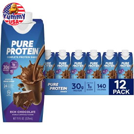 【P10倍★19日18時-31日】ピュア プロテイン30g チョコレート 355ml ボトル 12 パック Pure Protein 30g Chocolate (12/11oz tetra) 日本未発売 大容量 【お取り寄せ商品】