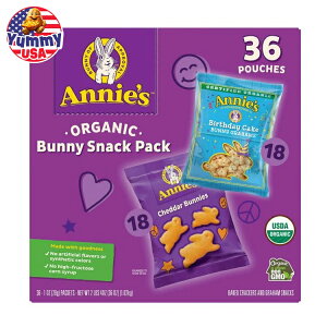 yő500~OFFN[|LzAj[Y I[KjbN oj[XibNpbN xCNh NbJ[On oGeBpbN 36 Annie's Organic Bunny Baked Crackers and Graham Snacks, 1.07 oz, Variety Pack, 36-