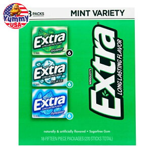 yő500~OFFN[|LzGNXgVK[t[`[CK ~goGeBpbN 15{ 18 Extra Sugar Free Chewing Gum, Mint Variety Pack, 15 Sticks, 18-Count {y񂹏i