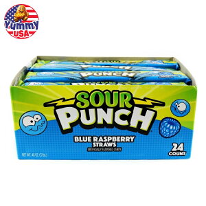 �T���[�p���`�X�g���[ �u���[���Y�x���[ 2�I���X 24�{���� Sour Punch Straws, Blue Raspberry, 2 oz, 24-count ���{�������y�����񂹏��i�z