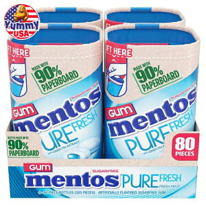 yő500~OFFN[|LzgX VK[t[ sAtbVK tbV~g ΒGLX 4  Mentos, Sugar Free Pure Fresh Gum, Freshmint with Green Tea Extract, 80 Pieces, 4-Count {