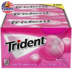 【最大500円OFFクーポン有】トライデント シュガーフリーガム バブルガム 15 個入り Trident Sugar Free Gum, Bubblegum, 14 Pieces, 15-count 日本未発売【お取り寄せ商品】