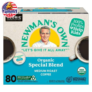 yő500~OFFN[|Lzj[}Y IE I[KjbN R[q[ XyVuh K-Jbv |bh 80  Newman's Own Organics Coffee Special Blend K-Cup Pod, 80-count {y
