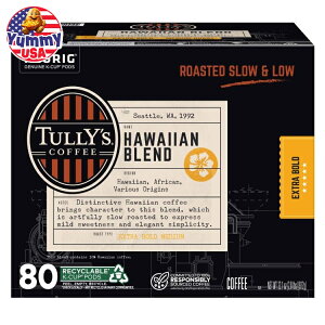 【最大500円OFFクーポン有】タリーズコーヒー ハワイアンブレンド Kカップポッド 80個入り Tully's Coffee Hawaiian Blend K-Cups Pods, 80-count 日本未発売【お取り寄せ商品】