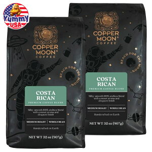 【最大500円OFFクーポン有】コッパームーン コスタリカブレンド ミディアムローストホールビーンコーヒー 2ポンド袋、2パック Copper Moon Costa Rica Blend, Medium Roast Whole Bean Coffee, 2 lb Bags, 2-Pack 日