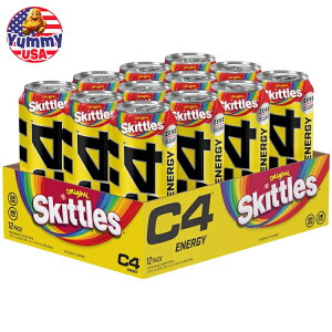 C4 GiW[hN IWi XLbgY 16 tʃIX 12  C4 Energy Drink, Original Skittles, 16 fl oz, 12-count {y񂹏iz