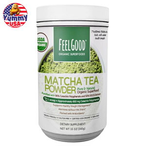 yő500~OFFN[|LztB[Obh USDA I[KjbNpE_[ Feel Good USDA Organic Matcha Tea Powder, 16 Ounces { e y񂹏iz