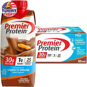 v~AveC vX GlM[C~[T|[g VFCN `R[gs[ibc o^[ 18pbN Premier 30g Protein PLUS Energy and Immune Support Shakes Chocolate Peanut Butter e CO 