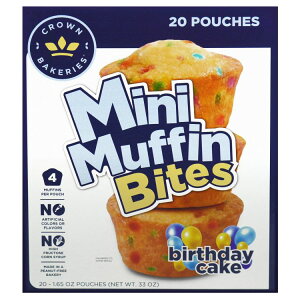 �N���E���x�[�J���[�Y �~�j�}�t�B���o�C�c �o�[�X�f�[�P�[�L ��47g 20�܃Z�b�g Crown Bakeries Mini Muffin Bites Birthday Cake 1.65 oz 20-Count �y�����񂹏��i�z