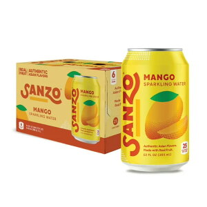 �T���]�[ �}���S�[ �X�p�[�N�����O�E�H�[�^�[ ������ 355mL��×6�{�p�b�N Sanzo Mango Sparkling Water, No Artificial Flavors, 12 fl oz, 6 Pack Cans �y�����񂹏��i�z