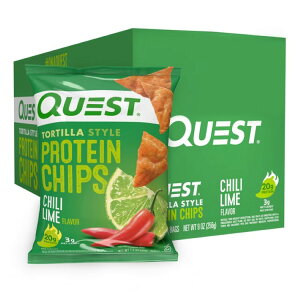 �N�G�X�g �g���e�B�[���X�^�C�� �v���e�C���`�b�v�X �`�����C������ 8�ܓ� Quest Tortilla-Style Protein Chips, Low Carb, Baked, Keto-Friendly, Chili Lime, 8 Pack �y�����񂹏��i�z
