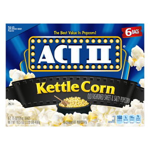 Act II �P�g���R�[�� �d�q�����W�p�|�b�v�R�[�� 6���� Act II Kettle Corn Microwave Popcorn, 2.75 oz., 6-Count �y�����񂹏��i�z