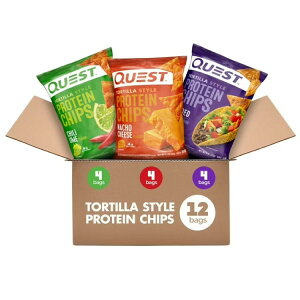 �N�G�X�g �g���e�B�[���X�^�C�� �v���e�C���`�b�v�X �o���G�e�B�~�b�N�X 12�ܓ� Quest Tortilla Style Protein Chips, Variety Mix; Chili Lime, Nacho Cheese �y�����񂹏��i�z