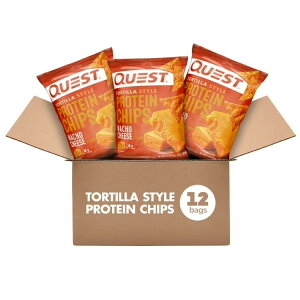 �N�G�X�g �g���e�B�[���X�^�C�� �v���e�C���`�b�v�X �i�`���`�[�Y���� 31g 12�ܓ� Quest Tortilla Style Protein Chips, Nacho Cheese Flavored, 1.1oz Bags, 12 Count �y�����񂹏��i�z
