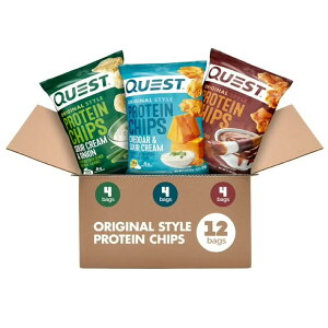 �N�G�X�g �I���W�i���X�^�C�� �v���e�C���`�b�v�X �o���G�e�B�p�b�N 31g 12�ܓ� Quest Original Style Protein Chips, Variety Mix; BBQ, Cheddar & Sour Cream �y�����񂹏��i�z