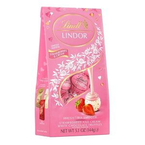 [�����]�����c �����h�[�� �o�����^�C���f�[ �X�g���x���[���N���[�� �z���C�g�`���R���[�g 144g Lindt LINDOR Valentine's Day Strawberries and Cream White Chocolate 5.1 oz �y�����񂹏��i�z