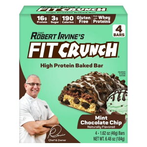 �t�B�b�g�N�����` �~���g�`���R�`�b�v �v���e�C���o�[ 4�{�� FITCRUNCH Mint Choc Chip Protein Bar, 16g, 4 count �y�����񂹏��i�z
