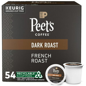 yő500~OFFN[|Lzs[cR[q[ t`[Xg _[N[Xg R[q[|bh 54 Peet's Coffee French Roast Premium Dark Roast Single Serve Coffee Pods, 54 Count y񂹏iz