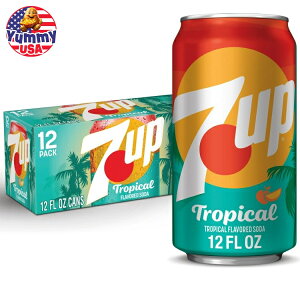 7UP gsJ JtFCt[ C }S[s[` \[_|bv 355ml 12 ʃpbN 7UP Tropical Caffeine Free Lemon Lime Mango Peach Soda Pop, 12 fl oz, 12 Pack Cans { e y