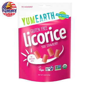 yő500~OFFN[|LzA[X I[KjbN Xgx[RX Oet[ 142g YumEarth Organic Strawberry Licorice, Gluten Free 5 oz Bag y񂹏iz