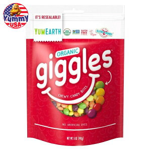 yő500~OFFN[|LzA[X I[KjbN MOY A\[gt[o[ `[C[LfB 142g YumEarth Organic Giggles, Assorted Flavor Chewy Candy, Gluten Free 5 oz Bag y񂹏iz