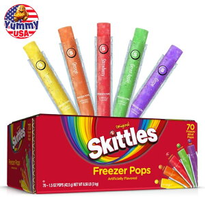 XLbgY oGeBpbN t[U[|bvX Oet[ ACXLfB[ 42.5g 70 Skittles Variety Pack Freezer Pops, Gluten Free Ice Pops, 1.5 oz, 70 Count y񂹏iz